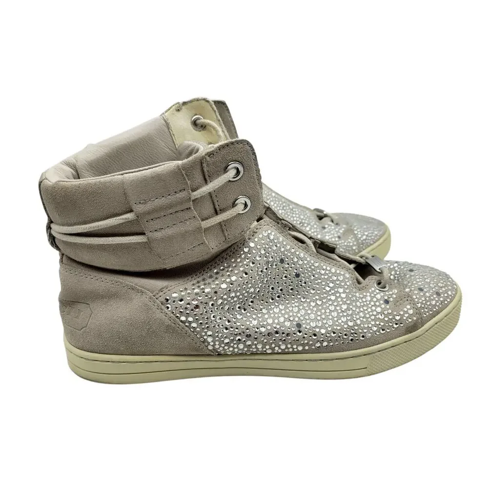 Preloved Coach Penda Nude Suede Jeweled High Top Sneakers Size 11M